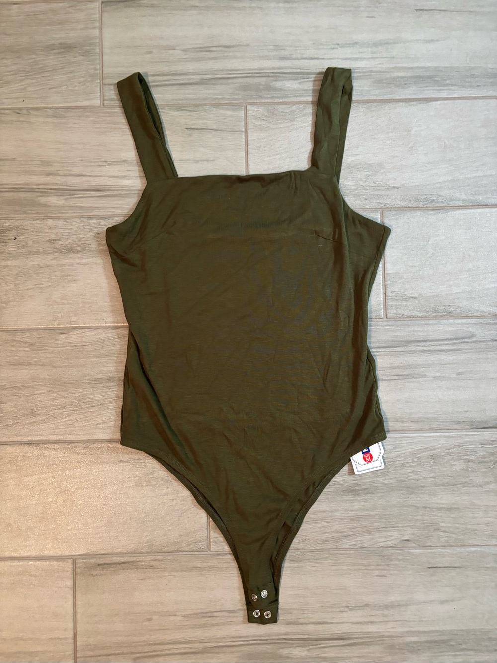 Olive Green Square Neck Bodysuit, Small, NWT